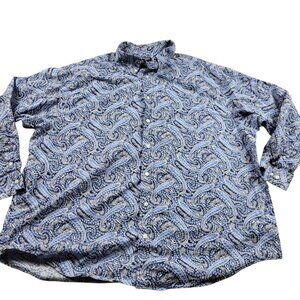 Roundtree & Yorke Shirt Mens 3XB Paisley Floral Button Up Long Sleeve